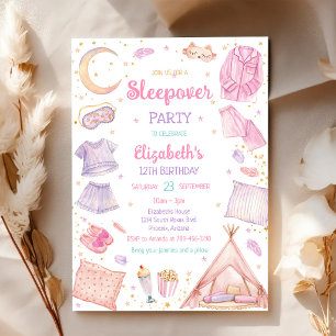 Sleepover Spa Party Slumber Pamper Birthday Invitation