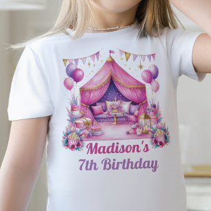 Sleepover squad Girl Birthday pink purple glitter T-Shirt