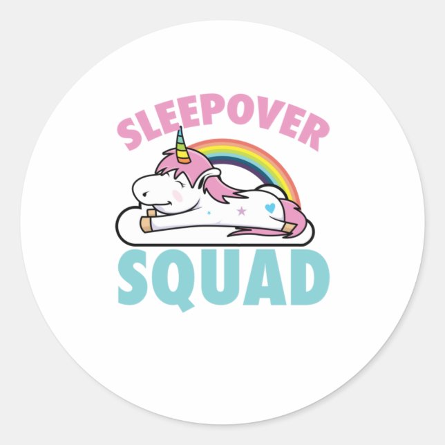 Sleepover Squad Rainbow Magical Overnight Un Classic Round Sticker (Front)