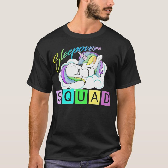 Sleepover Squad, Unicorn Themed Pajama animals hum T-Shirt (Front)