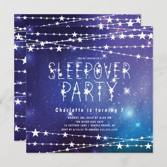 Sleepover Stars Birthday Party Invitation (Front/Back)