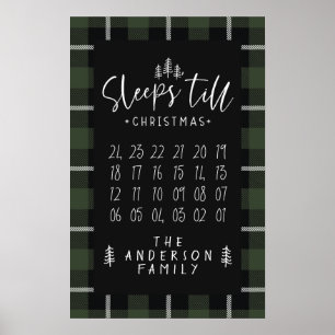 Sleeps 'till Christmas modern minimalist farmhouse Poster
