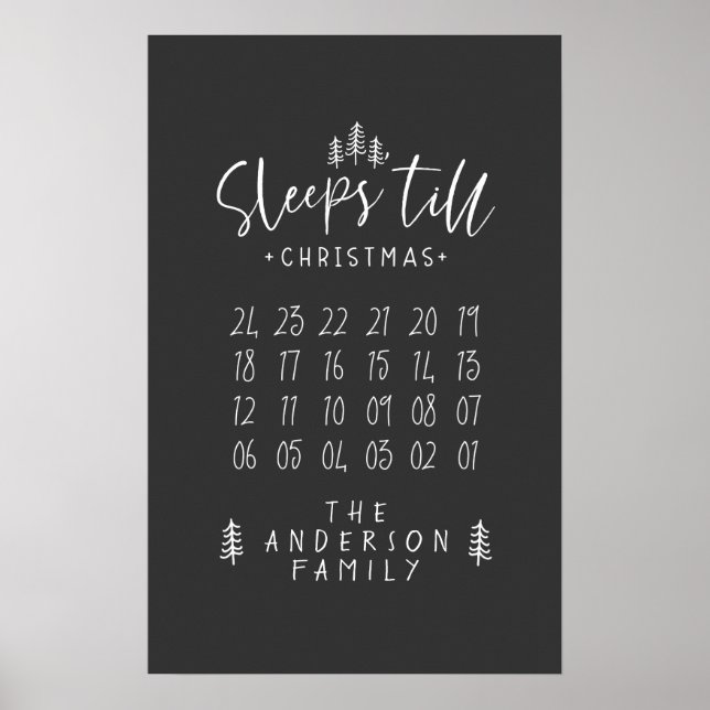 Sleeps 'till Christmas modern minimalist farmhouse Poster (Front)