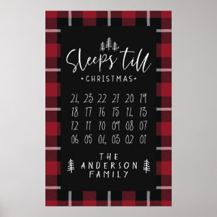 Sleeps 'till Christmas modern minimalist farmhouse Poster