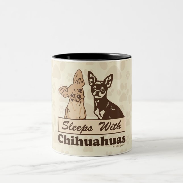 Sleeps With Chihuahuas Two-Tone Coffee Mug (Center)