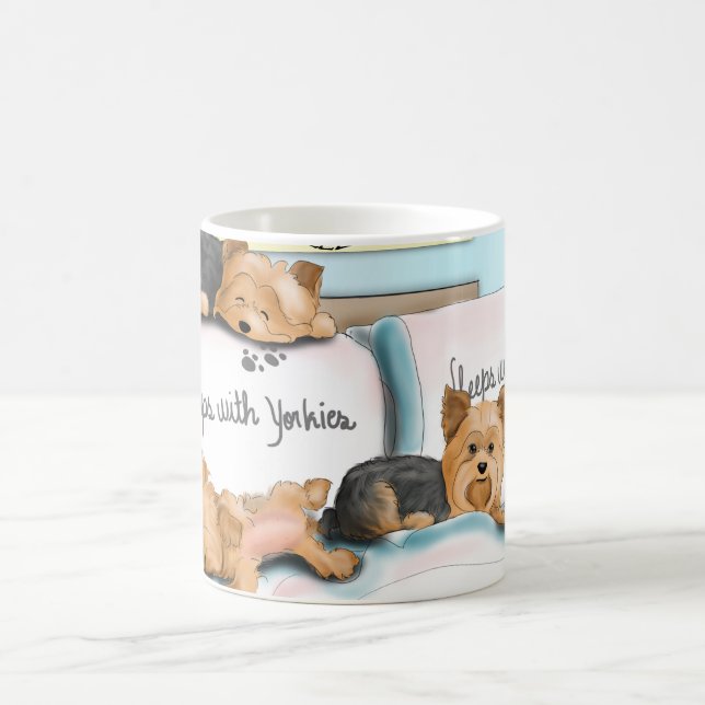 Sleeps with Yorkies by Catia Cho Coffee Mug (Center)