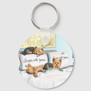 Sleeps with Yorkies by Catia Cho Key Ring