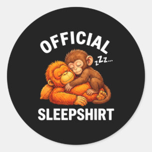 Sleepshirt animal cute punch monkey plush hugging classic round sticker