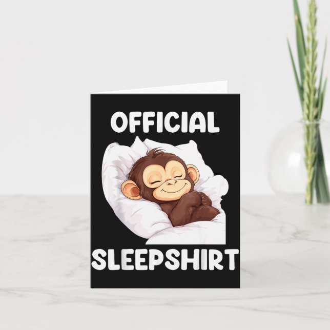 Sleepshirt Cute Sleeng Monkey Animal Lover Pajama  Card (Front)