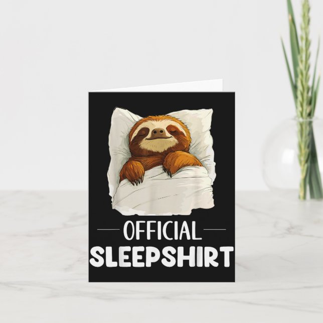 Sleepshirt Cute Sleeng Sloth Animal Lovers Pajama  Card (Front)