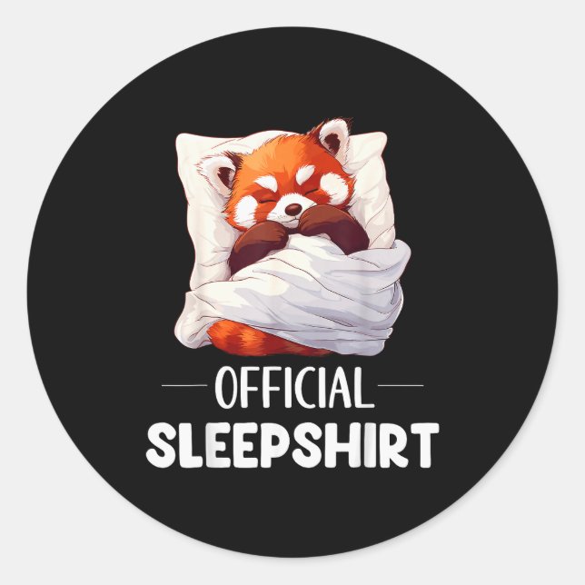 Sleepshirt Sleeng Red Panda Animal Lovers Pajama  Classic Round Sticker (Front)
