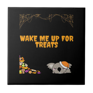 Sleepy animal ready for Halloween treats! Classic Ceramic Tile