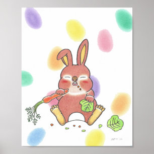Sleepy baby bunny  animal nursery poster