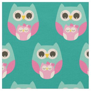 Sleepy Baby Girl Owls Cute Nursery Decor Fabric