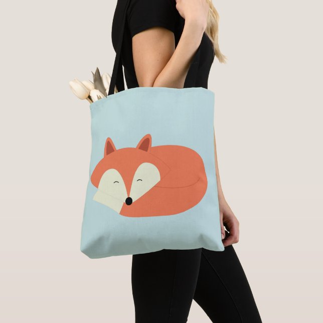 Sleepy Baby Red Fox Tote Bag (Close Up)