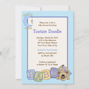 Sleepy Bear 5x7 Baby Shower Invitation