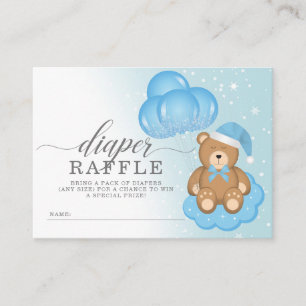 Sleepy Bear Balloon Baby Shower Diaper Raffle Card