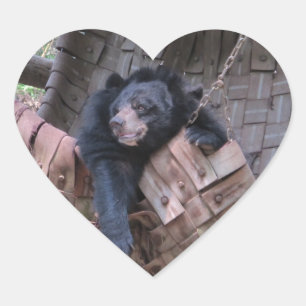 Sleepy Bear Hammock Park Forest Trail Camping Art Heart Sticker