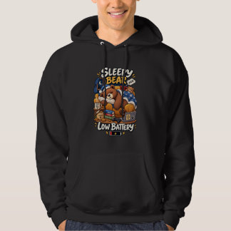 Sleepy Bear Low Battery Funny Cosy Hoodie Nap
