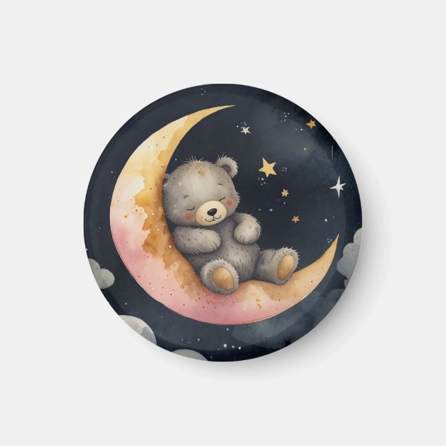  Sleepy Bear on the Moon Magnet (Front)