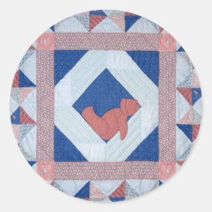 Sleepy Bear Quilt Stickers! Classic Round Sticker