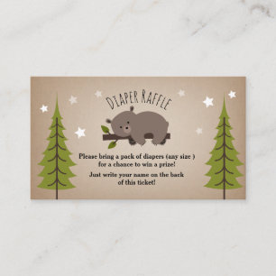 Sleepy Bear Stars Diaper Raffle Enclosure Card