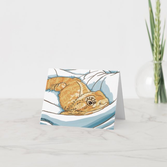 Sleepy Beardie beardeddragon blank greeting card (Front)