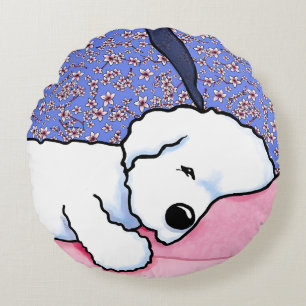 Sleepy Bichon Round Cushion