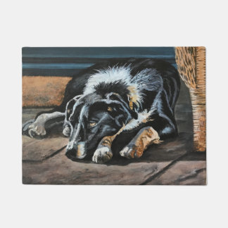 Sleepy Border Collie Door Mat