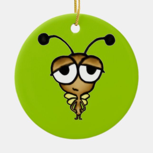 Sleepy Bug Ceramic Ornament (Front)