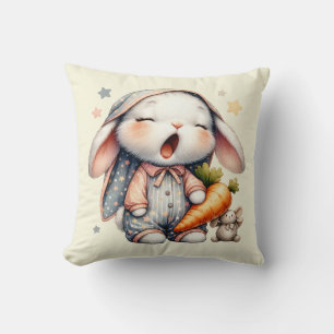 Sleepy Bunny Rabbit Throw Pillow