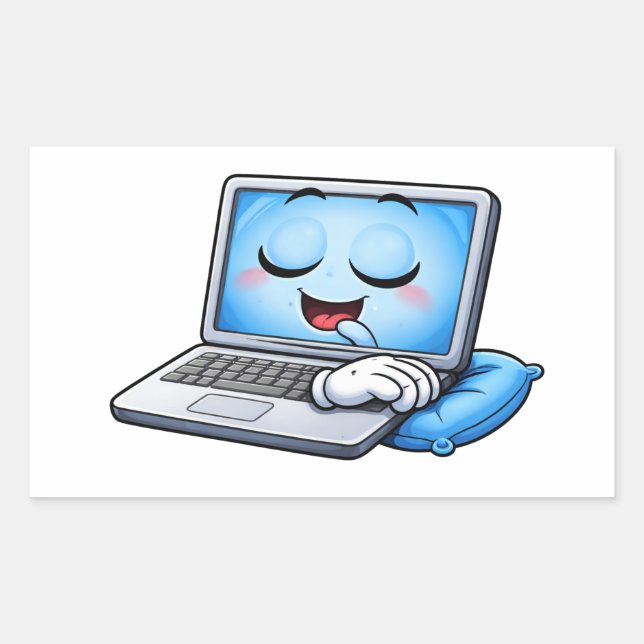 Sleepy Cartoon Laptop Character Sticker (Front)