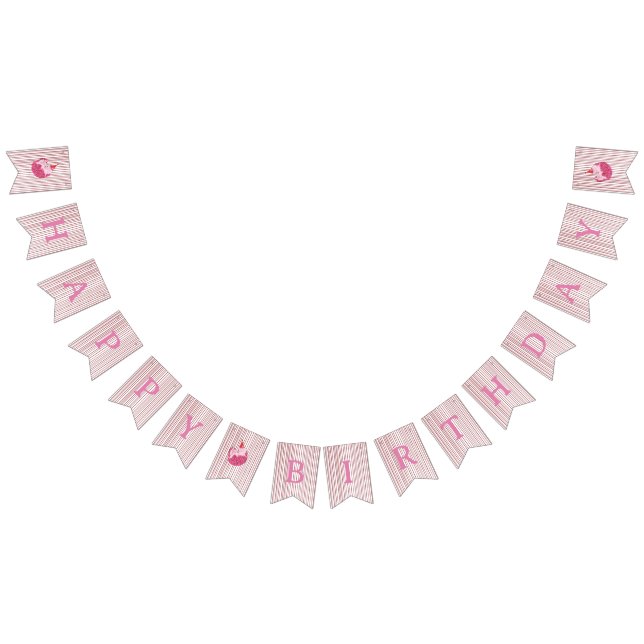 Sleepy Cat 1st Birthday Yellow Stripes Bunting (All)