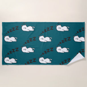 Sleepy Cat Cat Beach Towel