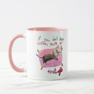 Sleepy Cat Coffee Humour Mug – Cute Tired Kitty mu