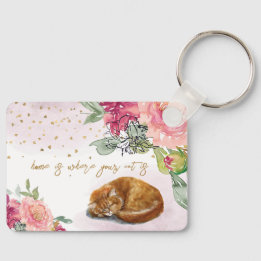 Sleepy Cat Cute Orange Kitten Girl Pet Lover Key Ring