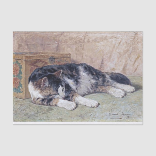 Sleepy Cat • Henriette Ronner-Knip (1821-1909) Tissue Paper (Front)