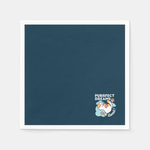 Sleepy Cat Hugging Star – Purrfect Dreams Cute Cat Napkin