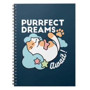 Sleepy Cat Hugging Star – Purrfect Dreams Cute Cat Notebook