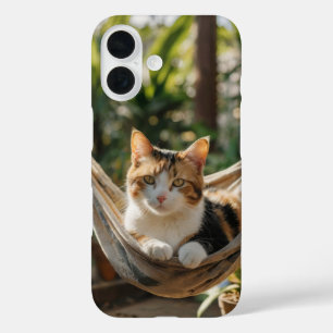 Sleepy Cat in Hammock iPhone 16 Case