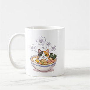 Sleepy Cat in Ramen Bowl – Cosy Cute Cartoon Coffee Mug