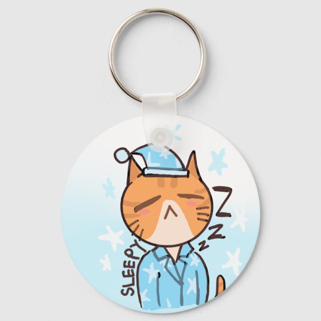 Sleepy cat keychain (Front)