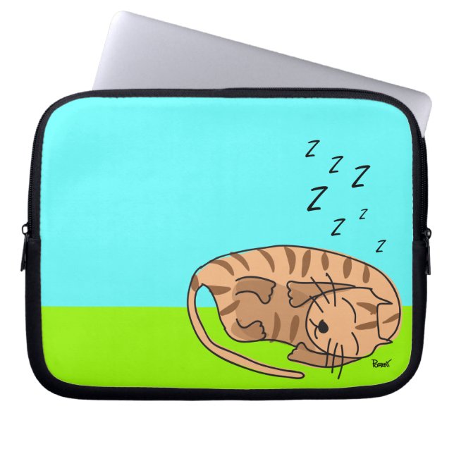 Sleepy Cat Laptop Sleeve (Front)