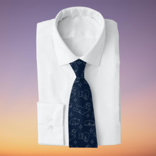 Sleepy Cat Necktie – Whimsical Cat Pattern