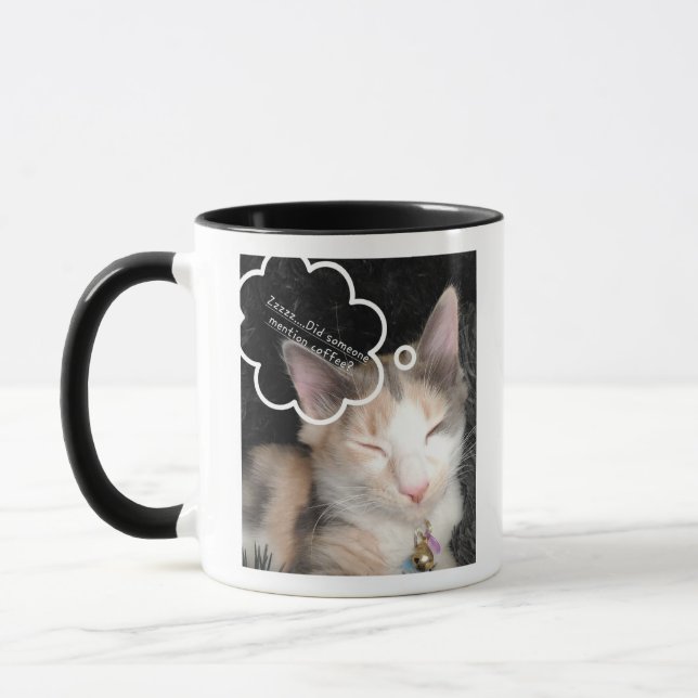 Sleepy Cat Needs Coffee Meme Mug (Left)