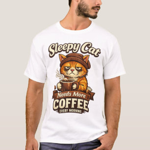 Sleepy Cat Needs More Coffee Every Morning T-Shirt