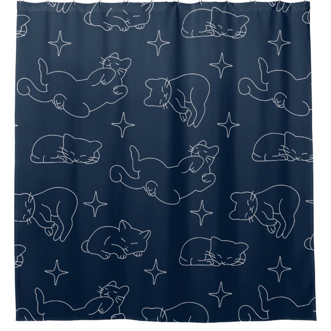 Sleepy Cat Shower Curtain – Cosy Cat Pattern (Front)
