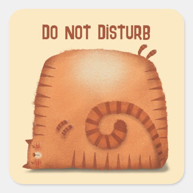 Sleepy Cat Square Sticker (Front)