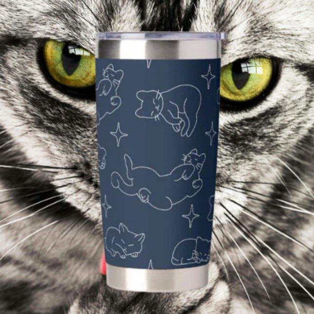 Sleepy Cat Thermal Tumbler – Napping Cat Pattern (Creator Uploaded)