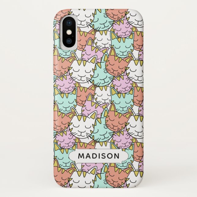 Sleepy Cats Pattern custom name phone cases (Back)
